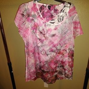 Tank with sheer cover up Pink